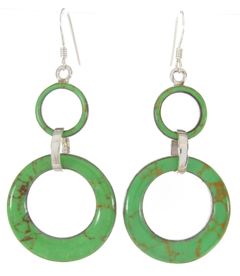 Southwest Sterling Silver Gaspeite Hook Earrings ZW61593